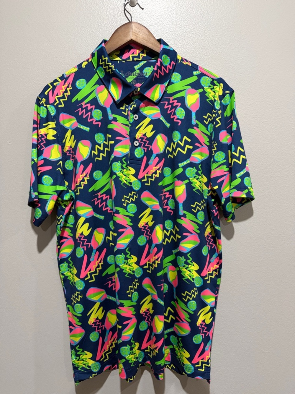 Chubbies “The Weekend has Arrived” Pickeball Print Performance Polo size L